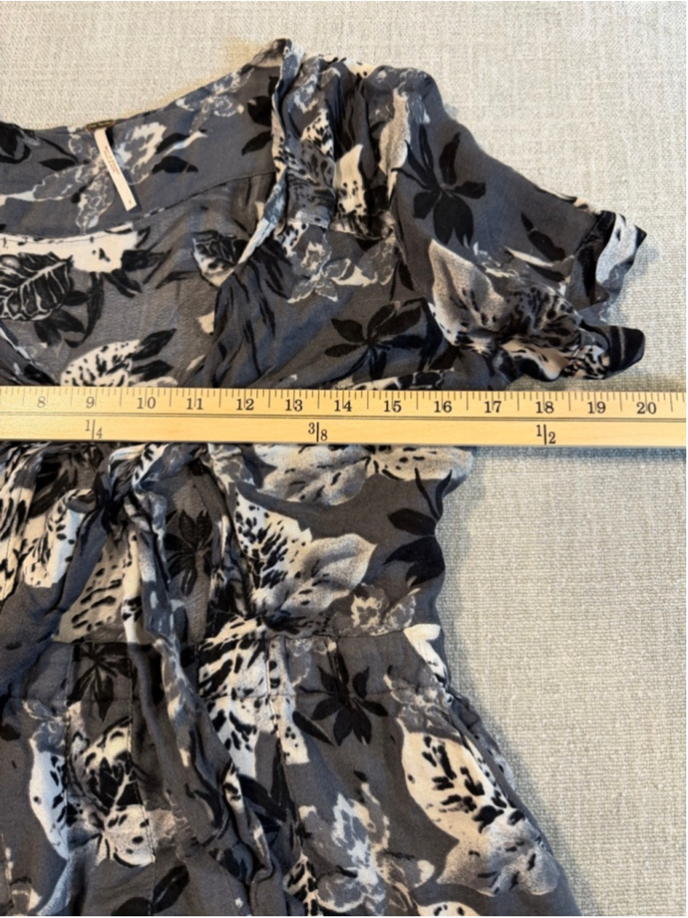 Free People Part Time Lover Gray Floral Cut Out Dress Womens 8 - Picture 10 of 12